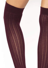 Load image into Gallery viewer, Burgundy Rib Knit Over the Knee Socks