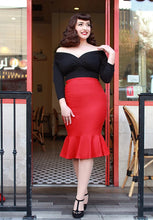 Load image into Gallery viewer, Burgundy Mermaid Bodycon Midi Skirt