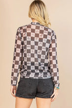 Load image into Gallery viewer, Gabby Western Checkers Print Semi Sheer Mesh Top
