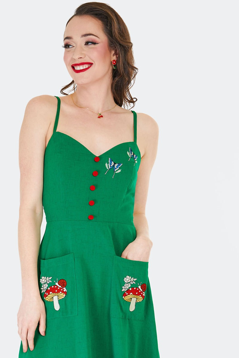 Moth and Mushroom Embroidered Swing Dress Moth and Mushroom Embroidered Swing Dress