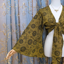 Load image into Gallery viewer, Mustard and Black Celestial Bell Sleeve Top