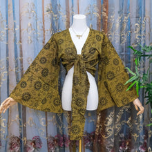 Load image into Gallery viewer, Mustard and Black Celestial Bell Sleeve Top