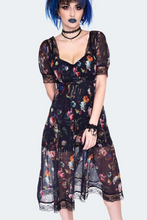 Load image into Gallery viewer, Night Garden Cap Sleeve Midi Dress