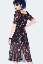 Load image into Gallery viewer, Night Garden Cap Sleeve Midi Dress