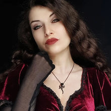 Load image into Gallery viewer, The Romance of the Black Rose Pendant Necklace