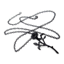Load image into Gallery viewer, The Romance of the Black Rose Pendant Necklace