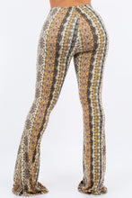 Load image into Gallery viewer, Olive and Ivory Paisley Stripe Flare Legging Pants