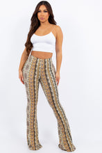 Load image into Gallery viewer, Olive and Ivory Paisley Stripe Flare Legging Pants