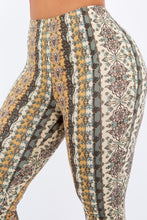 Load image into Gallery viewer, Olive and Ivory Paisley Stripe Flare Legging Pants
