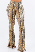 Load image into Gallery viewer, Olive and Ivory Paisley Stripe Flare Legging Pants