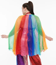 Load image into Gallery viewer, Rainbow Stripe 1960's Style Pleated Cape