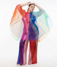 Load image into Gallery viewer, Rainbow Stripe 1960's Style Pleated Cape