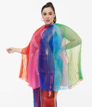 Load image into Gallery viewer, Rainbow Stripe 1960's Style Pleated Cape