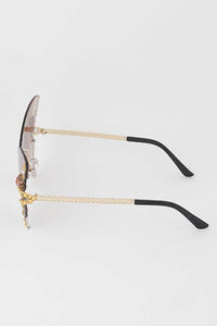 Crystal Pave Rimless Butterfly Y2K Sunglasses