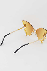 Crystal Pave Rimless Butterfly Y2K Sunglasses