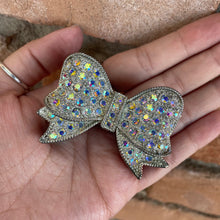 Load image into Gallery viewer, Silver Crystal Bow Trinket Bow with Red Edge