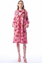 Load image into Gallery viewer, Woman wearing a pink floral coat on a white background
