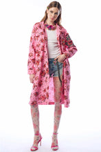 Load image into Gallery viewer, Woman wearing a pink floral coat on a white background