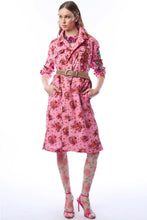 Load image into Gallery viewer, Woman wearing a pink floral coat on a white background
