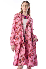Load image into Gallery viewer, Woman wearing a pink floral coat on a white background