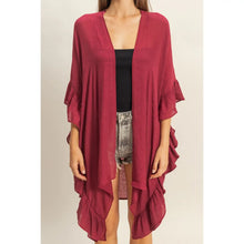 Load image into Gallery viewer, Maroon Ruffle Kimono