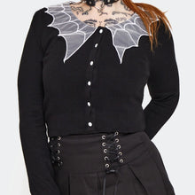 Load image into Gallery viewer, Spider Web Sheer Collar Cardigan