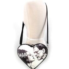 Load image into Gallery viewer, Frankenstein and Bride Illustrated Heart Glow in The Dark Purse
