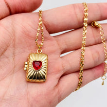 Load image into Gallery viewer, Sacred Heart Red Stone Locket