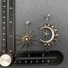 Load image into Gallery viewer, Sparkling Star and Moon Asymmetrical Earrings