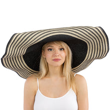 Load image into Gallery viewer, Narrow Stripe Extra Wide Floppy Wire Brimmed Hat