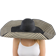 Load image into Gallery viewer, Narrow Stripe Extra Wide Floppy Wire Brimmed Hat