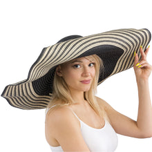 Load image into Gallery viewer, Narrow Stripe Extra Wide Floppy Wire Brimmed Hat