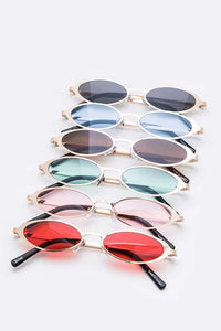 Skinny Gold Rim Oval Frame Y2K Sunglasses