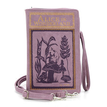 Load image into Gallery viewer, Lavender Alice in Wonderland Book Purse