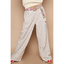 Load image into Gallery viewer, Pink Floral Taupe Twill Pants