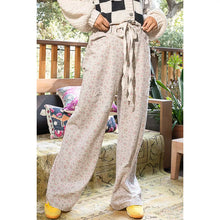 Load image into Gallery viewer, Pink Floral Taupe Twill Pants
