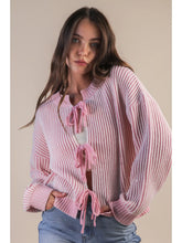Load image into Gallery viewer, Pink on Pink Two Tone Tie Front Cardigan- LOW INVENTORY!
