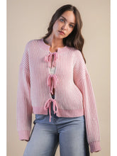 Load image into Gallery viewer, Pink on Pink Two Tone Tie Front Cardigan- LOW INVENTORY!