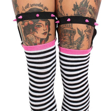 Load image into Gallery viewer, Distressed Punk Stripes Thigh High Socks
