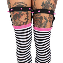 Load image into Gallery viewer, Distressed Punk Stripes Thigh High Socks