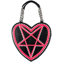 Load image into Gallery viewer, Red and Black Pentagram Heart Purse