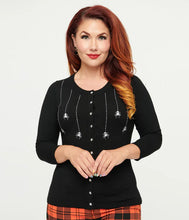 Load image into Gallery viewer, Dainty Spider Embroidered Black 3/4 Sleeve Cardigan