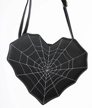 Load image into Gallery viewer, Black Spiderweb Heart Handbag