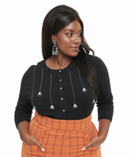Load image into Gallery viewer, Dainty Spider Embroidered Black 3/4 Sleeve Cardigan