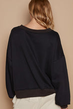 Load image into Gallery viewer, Black Oversize V-Neck Cut Out Rib Band Sweater