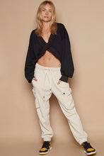 Load image into Gallery viewer, Black Oversize V-Neck Cut Out Rib Band Sweater