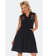 Load image into Gallery viewer, Heart & Dagger Embroidered Flare Dress