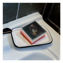 Load image into Gallery viewer, Krampus Snowglobe Poster Square Soap Bar