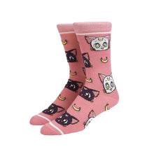 Load image into Gallery viewer, Sailor Moon Crystal Luna & Artemis Pink Crew Socks