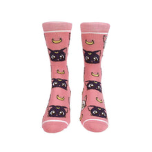 Load image into Gallery viewer, Sailor Moon Crystal Luna & Artemis Pink Crew Socks